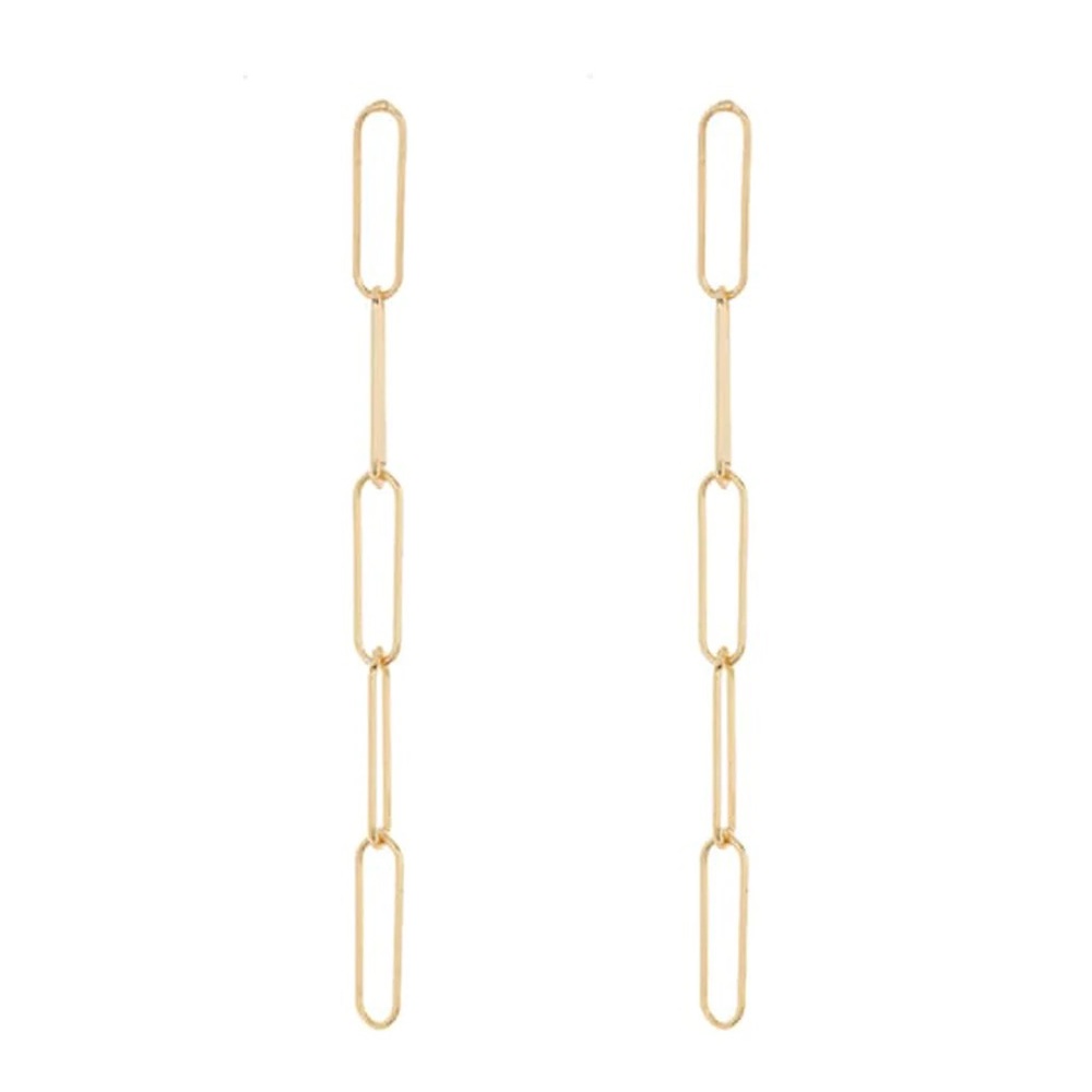 14K Over Silver Paperclip Chain Drop Earrings